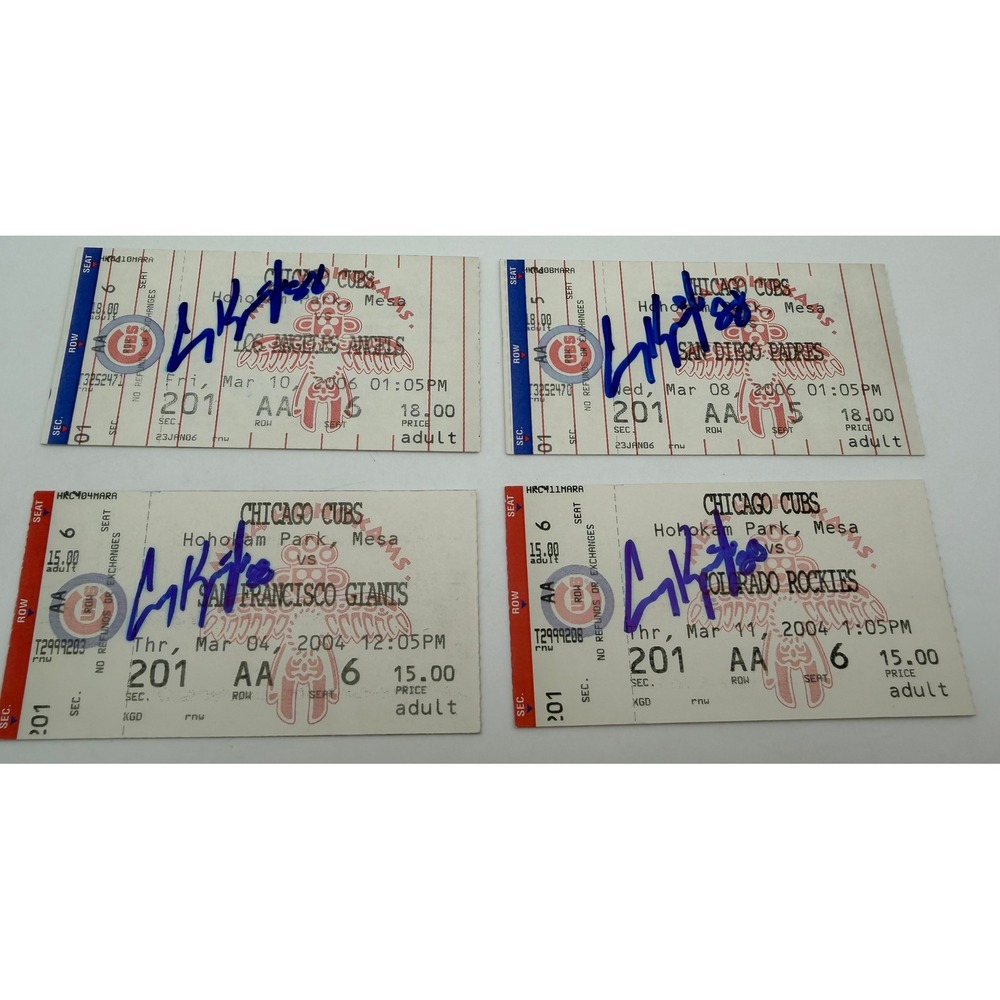 4 Chicago Cubs Signed Ticket Stubs Casey Kopitzke Spring Training 2004 2006 Mesa